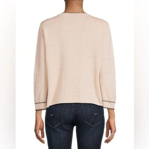 Tipped Button Front Cardigan Champagne Blush/ Black XL NWT - Picture 6 of 11